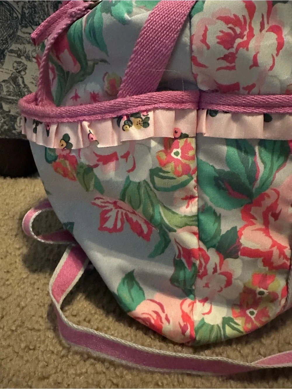 Matilda Jane Pink and Green Floral Canvas Tote Back Pack